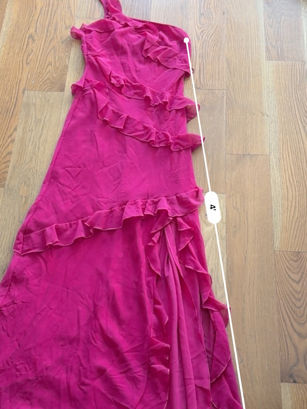Mango Fuchsia Ruffled One-Shoulder Evening Dress - Picture 3 of 5